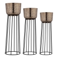 Eglo - SET 3x Metal flowerpot black/gold