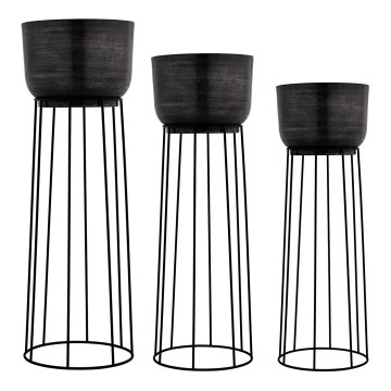 Eglo - SET 3x Metal flowerpot black
