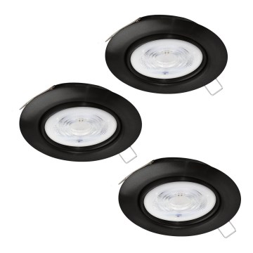Eglo - SET 3xLED Bathroom recessed light 1xGU10/4W/230V IP44 black