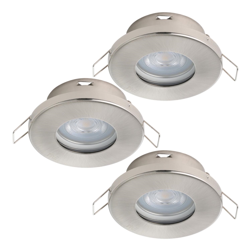 Eglo - SET 3xLED Bathroom recessed light 1xGU10/4W/230V IP44 matte chrome