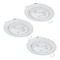 Eglo - SET 3xLED Bathroom recessed light 1xGU10/4W/230V IP44 white