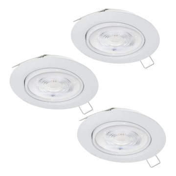 Eglo - SET 3xLED Bathroom recessed light 1xGU10/4W/230V IP44 white