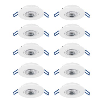 Eglo - Set of 10 LED recessed downlights, 4.9 W, 230 V, selectable warm-to-cool white (2700/4000/6500 K), Ø 9 cm, white