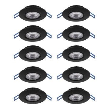 Eglo - Set of 10 LED recessed downlights LED/4.9W/230V 2700/4000/6500K Ø 9 cm black