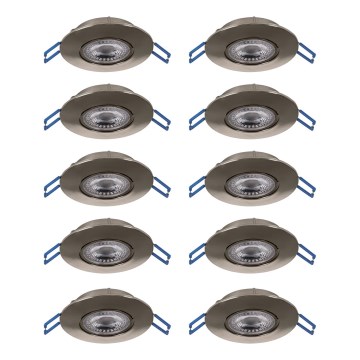 Eglo - Set of 10 LED recessed downlights LED/4.9W/230V 2700/4000/6500K Ø 9 cm matte chrome