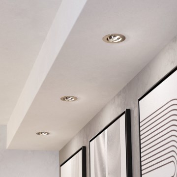 Eglo - Set of 3 Dimmable LED Recessed Ceiling Lights LED/6.4W/230V Ø 8.8 cm Matte Chrome