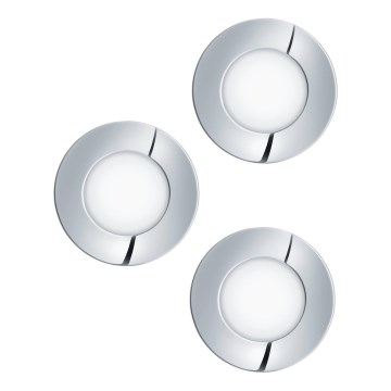 Eglo - Set of 3 FUEVA LED bathroom recessed downlights, 2.8W/230V, IP44, glossy chrome, Ø 8.5 cm