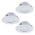 Eglo - Set of 3 LED Bathroom Recessed Ceiling Lights PINEDA LED/4,9W/230V IP44