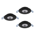Eglo - Set of 3 LED recessed downlights, 4.9 W, 230 V, 2700/4000/6500 K, Ø 9 cm, black