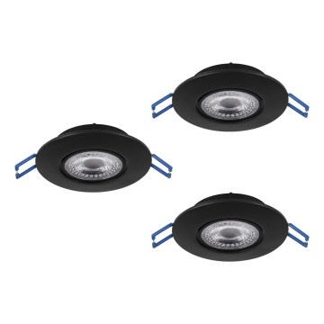 Eglo - Set of 3 LED recessed downlights, 4.9 W, 230 V, 2700/4000/6500 K, Ø 9 cm, black