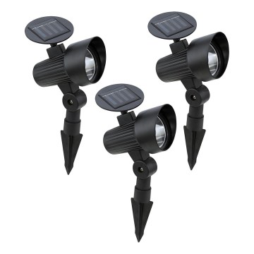 Eglo - Set of 3 LED Solar Lights with Sensor, 200 mAh Battery, IP44, Black