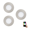 Eglo - Set of 3 RGB Dimmable Recessed Downlights FUEVA-C 1xLED/3W/230V, Ø 8.5 cm