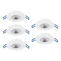 Eglo - SET of 5 LED recessed ceiling lights LED/4.9W/230V 2700/4000/6500K Ø 9 cm white