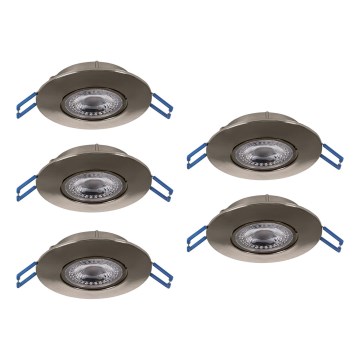 Eglo - Set of 5 LED recessed downlights LED/4.9W/230V 2700/4000/6500K Ø 9 cm matte chrome