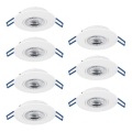 Eglo - Set of 7 LED recessed downlights, 4.9 W, 230 V, selectable color temperature 2700/4000/6500 K, Ø 9 cm, white