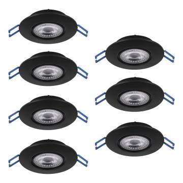 Eglo - Set of 7 LED recessed downlights, 4.9W, 230V, 2700/4000/6500K, Ø 9 cm, black