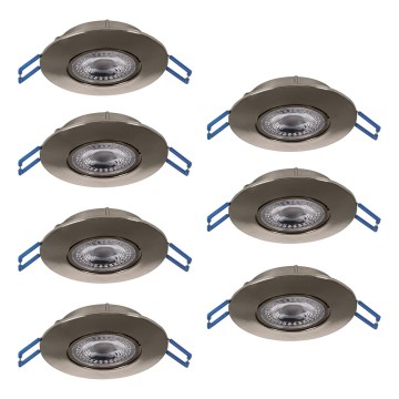 Eglo - Set of 7 LED Recessed Downlights, 4.9W/230V, 2700/4000/6500K, Ø 9 cm, Matte chrome