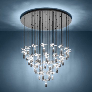 Eglo Stars of Light - LED pendant on cable, 43 LEDs / 2.1 W each / 230 V, 2200/3000/4000 K, polished chrome