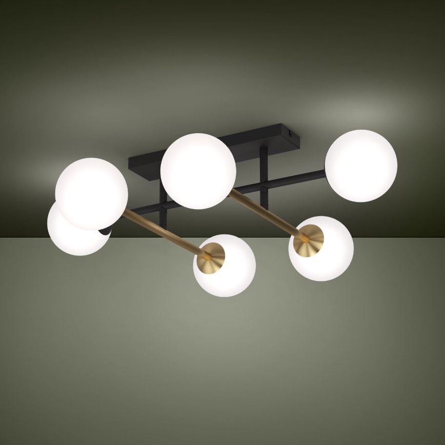 Eglo - Surface-mounted chandelier 6xE14/40W/230V gold/black
