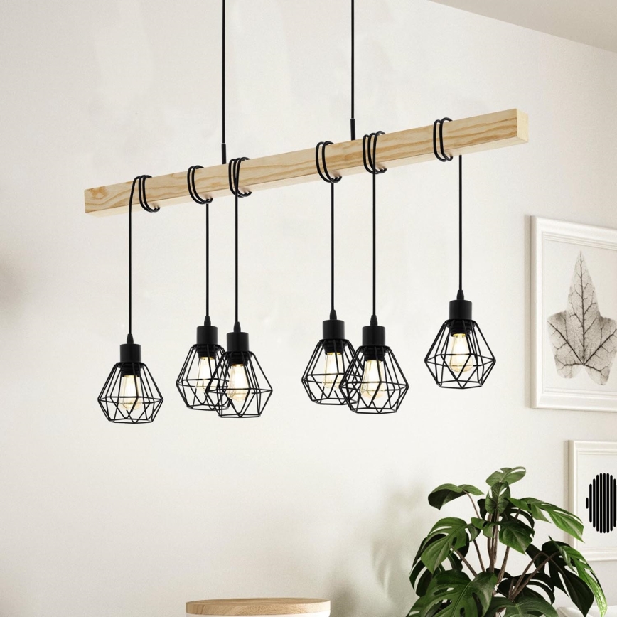 Eglo - TOWNSHEND Cable-Suspended Chandelier 6xE27/60W/230V