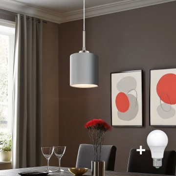 Eglo - TUNJA LED pendant light on cable 1xE27/60W/230V gray