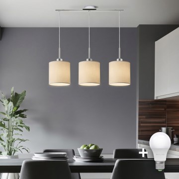 Eglo - TUNJA LED pendant on cable, 3 x E27 (max. 60 W), 230 V, cream