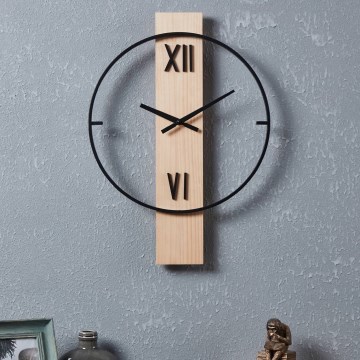 Eglo - Wall clock 1xAA 56x40 cm wood/metal - FSC certified