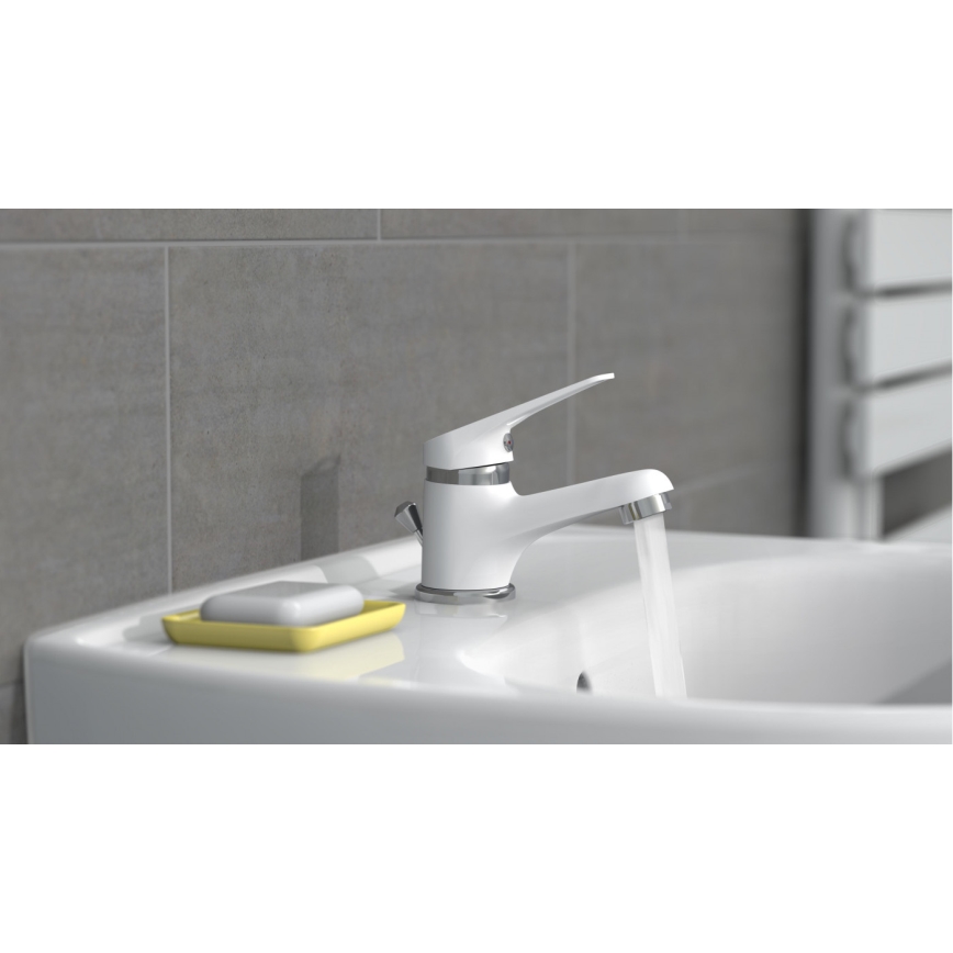 Eisl NI075SCR - SPEED Basin Mixer Tap, White/Polished Chrome