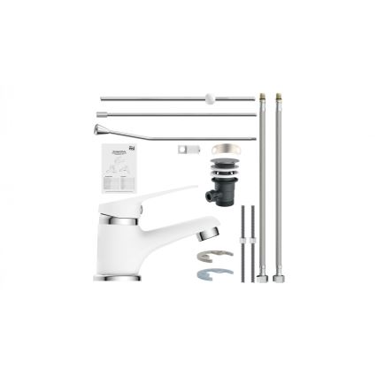Eisl NI075SCR - SPEED Basin Mixer Tap, White/Polished Chrome