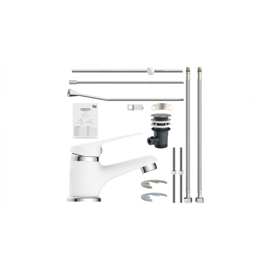 Eisl NI075SCR - SPEED Basin Mixer Tap, White/Polished Chrome