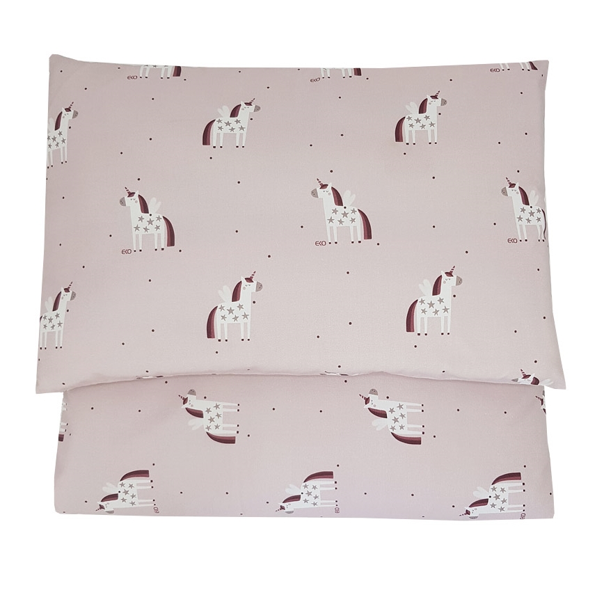 EKO - Cotton muslin bed linen for the crib UNICORN 2-piece