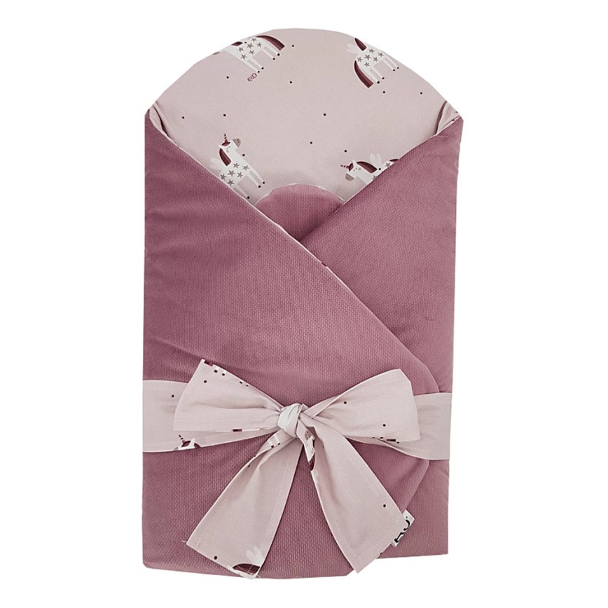 EKO - Cotton swaddle blanket UNICORN 75x75 cm