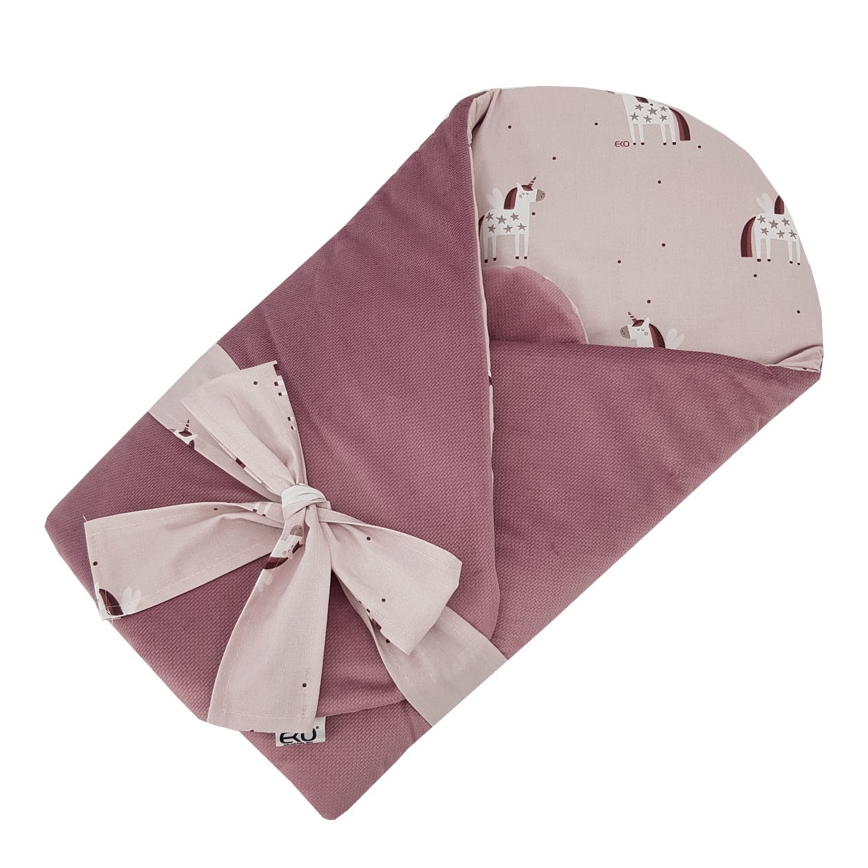 EKO - Cotton swaddle blanket UNICORN 75x75 cm
