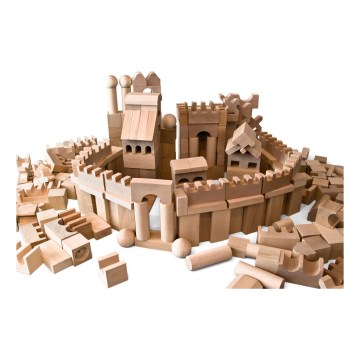 EkoToys - Wooden blocks natural 220 pcs