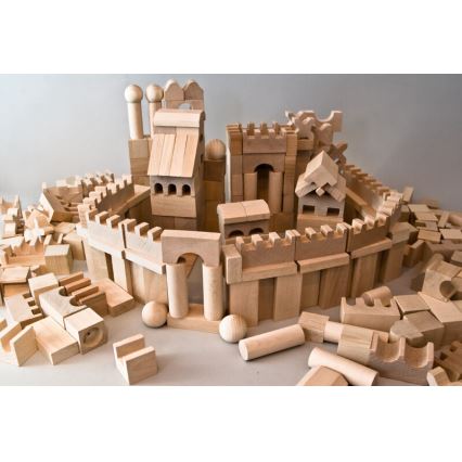 EkoToys - Wooden blocks natural 220 pcs