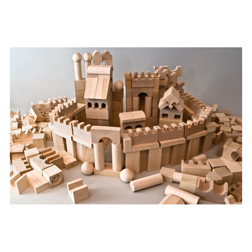 EkoToys - Wooden blocks natural 220 pcs