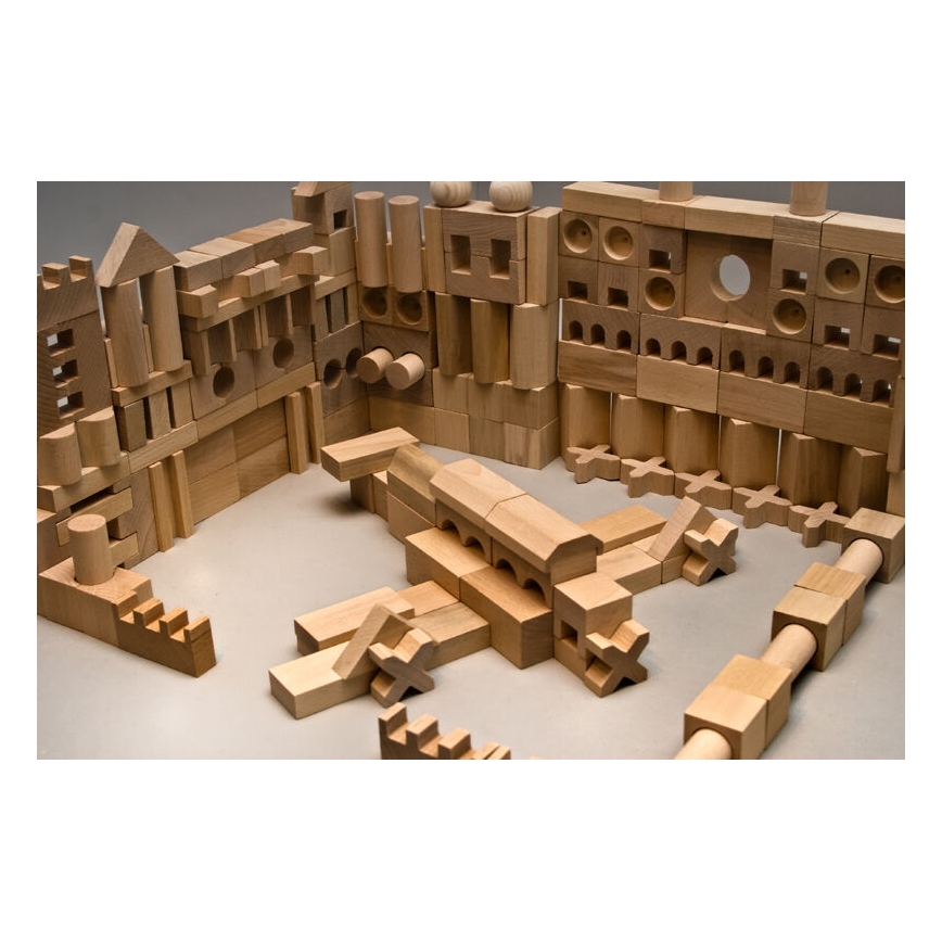 EkoToys - Wooden blocks natural 220 pcs