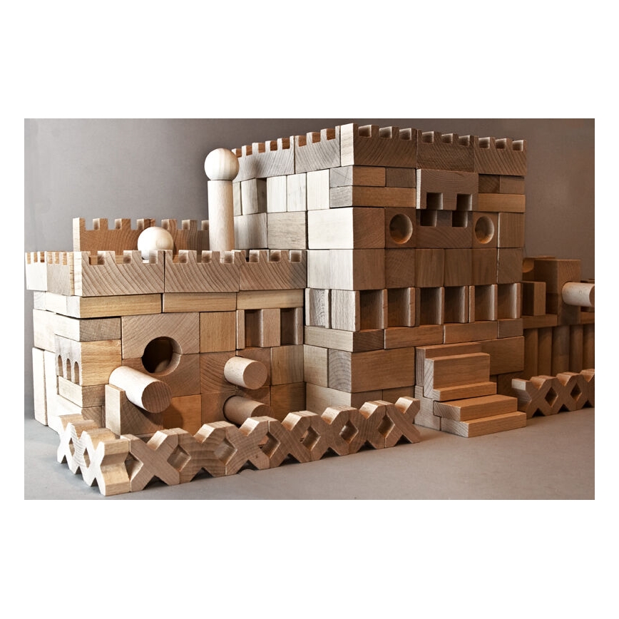 EkoToys - Wooden blocks natural 220 pcs