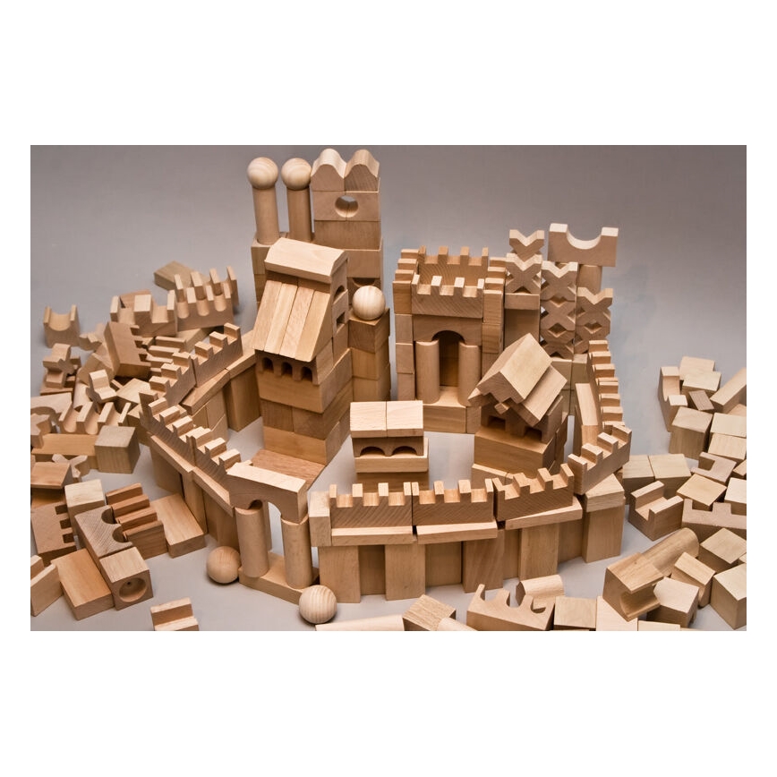 EkoToys - Wooden blocks natural 220 pcs