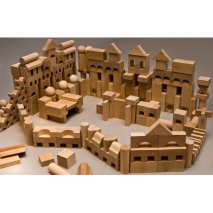 EkoToys - Wooden blocks natural 220 pcs