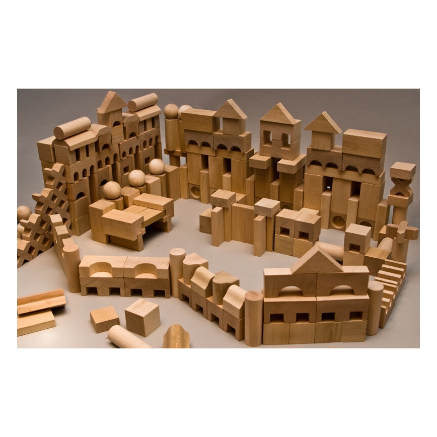 EkoToys - Wooden blocks natural 220 pcs