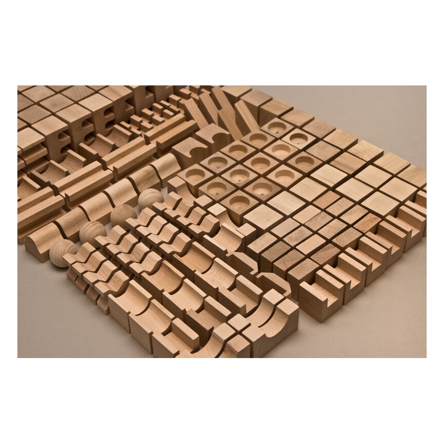 EkoToys - Wooden blocks natural 220 pcs