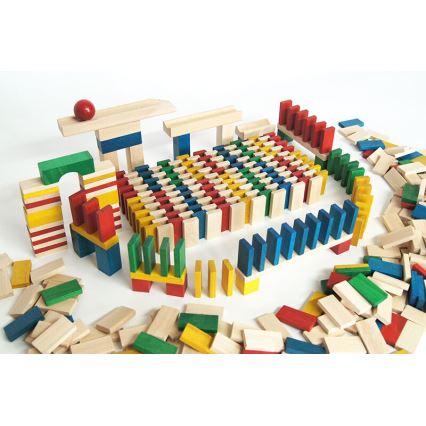EkoToys - Wooden dominoes colorful 430 pcs