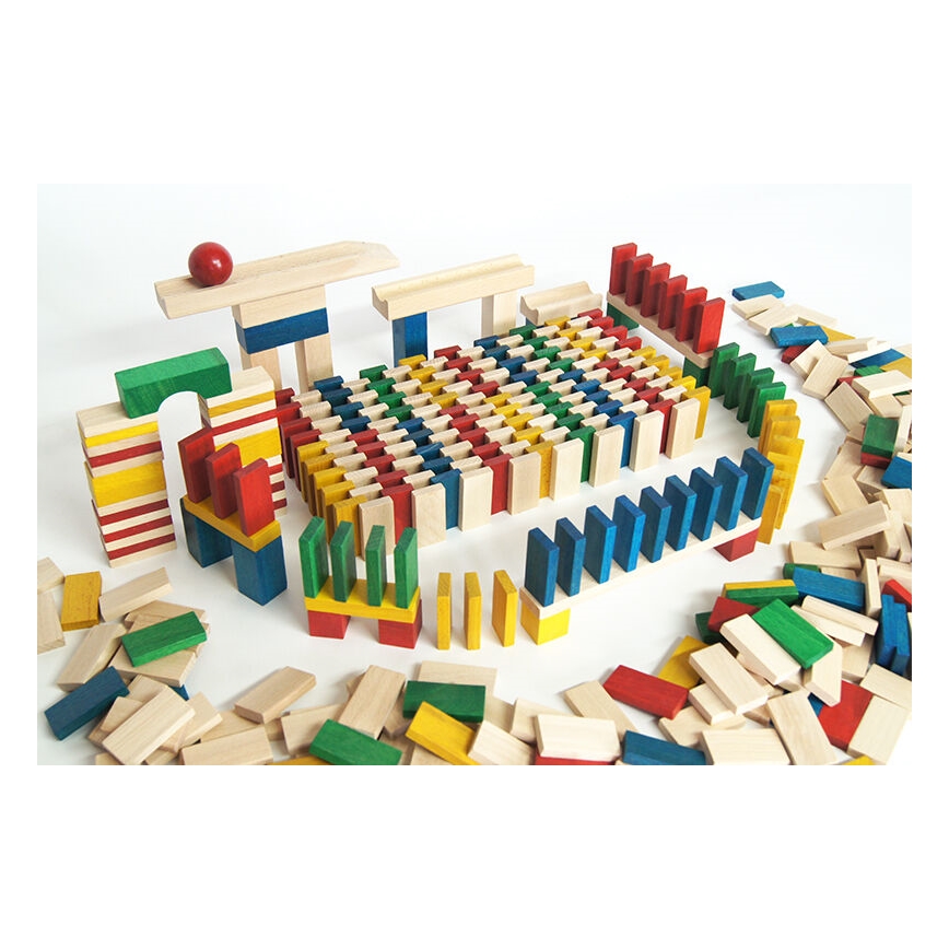 EkoToys - Wooden dominoes colorful 430 pcs