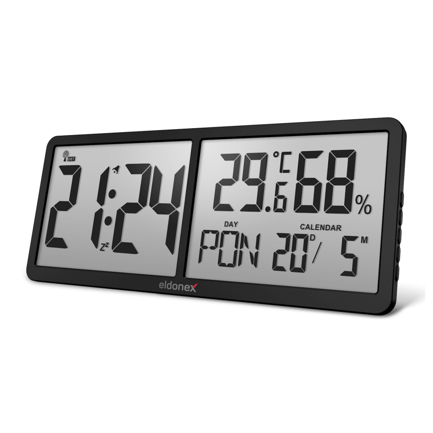 ELDONEX ECL-1110-BK - TimeCheck Digital Wall Clock 4xAA Black