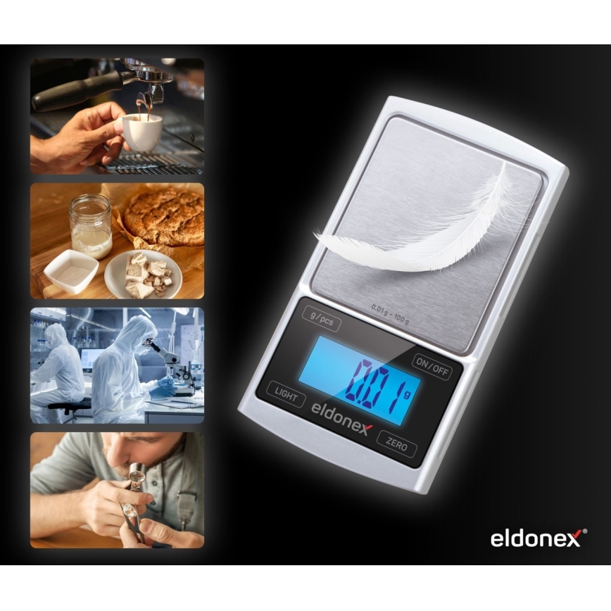 ELDONEX EKS-4040-SL - High precision scale 2xCR2032 silver