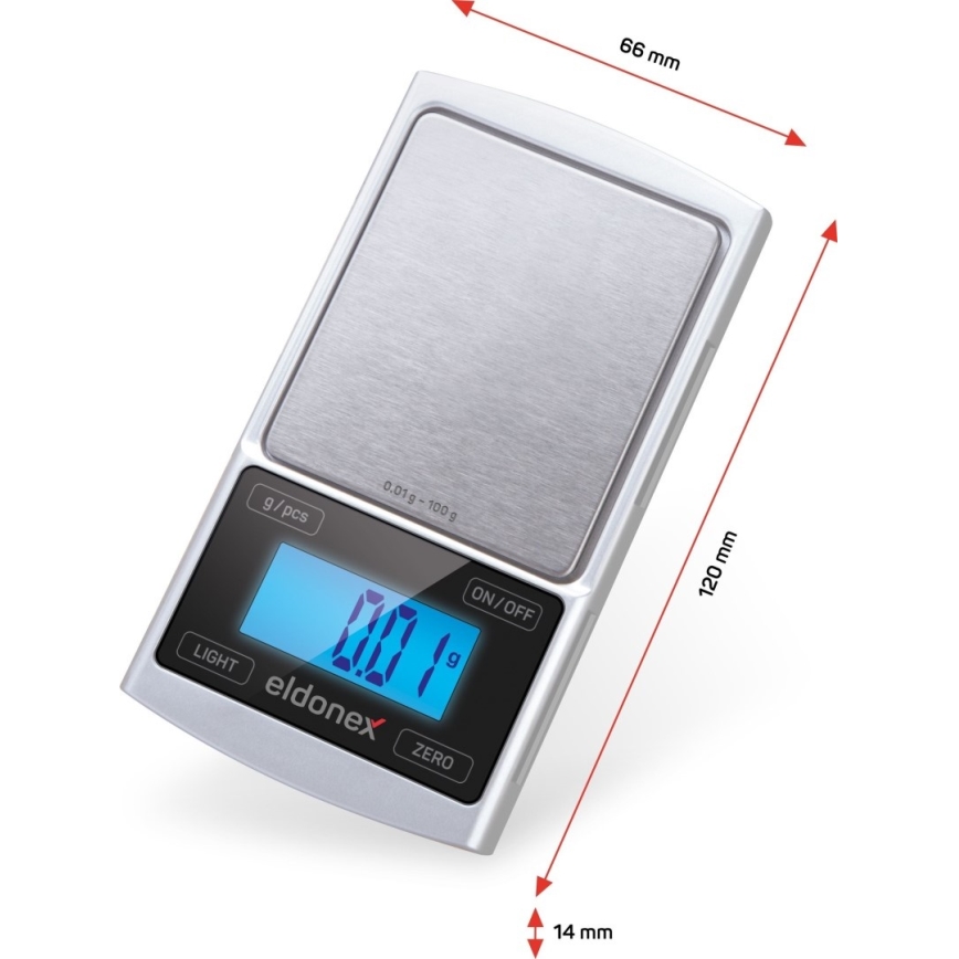 ELDONEX EKS-4040-SL - High precision scale 2xCR2032 silver
