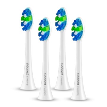 ELDONEX ETB-0001-WH - SET of 4 STANDARD Replacement Brush Heads for SonicPro Toothbrush, White