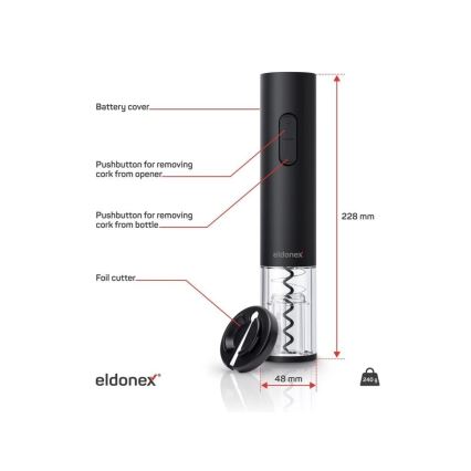 ELDONEX EWO-2100-BK - Electric wine opener 4xAA black
