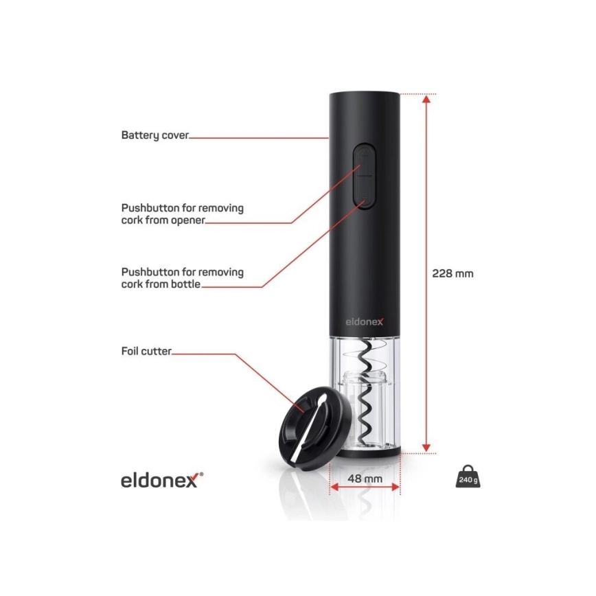 ELDONEX EWO-2100-BK - Electric wine opener 4xAA black